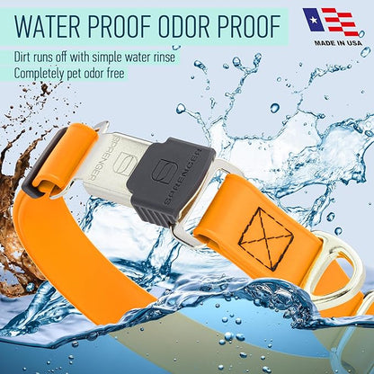 Dogline Biothane Waterproof Dog Collar with Herm Sprenger Black Stainless Steel Quick Release Buckle – Heavy Duty Tactical Durable Collar for Dogs – Comfortable Pet Collar W3/4" L12-19 Tangerine