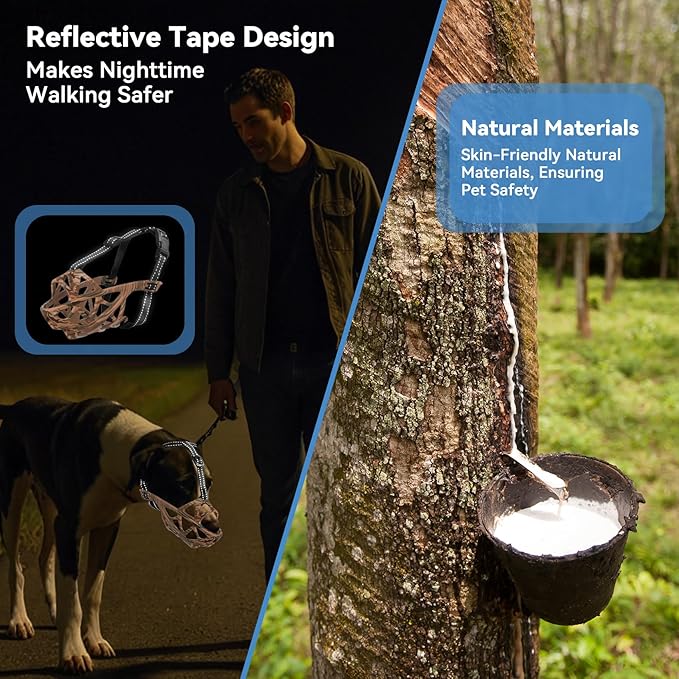 Dog Muzzle for Large Dogs, Breathable Basket Muzzles for Small, Medium and X-Large Aggressive Dog, Allows Panting Drinking, Suitable for Grooming Trimming Training (Camouflage Brown, S)