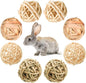 8 Pcs Small Animals Play Balls Rolling Activity Chew Toys Gnawing Treats for Rabbits Guinea Pigs Chinchilla Bunny Natural Balls, Pet Cage Entertainment Accessories (8Pcs)