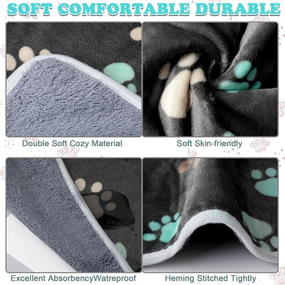 4 Pcs Waterproof Guinea Pig Blankets Washable Small Animal Fleece Bedding Absorbent Guinea Pig Cage Liners Reusable Pet Pee Pad Sleep Mat Pad Cover for Hamster Ferret (Cute Paw,24 x 16 Inch)