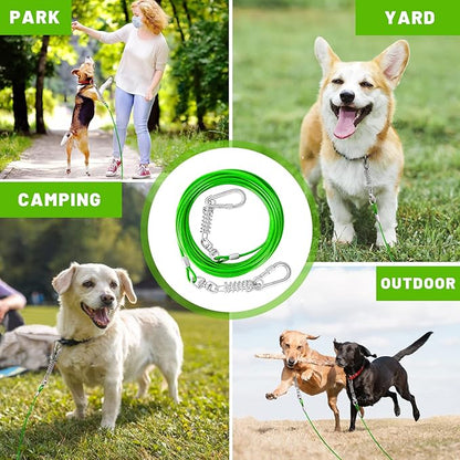 Dog Tie Out Cable - 10/15/20/25/30FT Heavy Duty for Large Dogs Up to 250LBS - Rosy Pink/Blue/Purple/Silver/Red/Green/Yellow