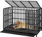 48 Inch Heavy Duty Indestructible Dog Crate Steel Escape Proof, High Anxiety Cage, Kennel with Wheels, Removable Tray, Extra Large XL XXL