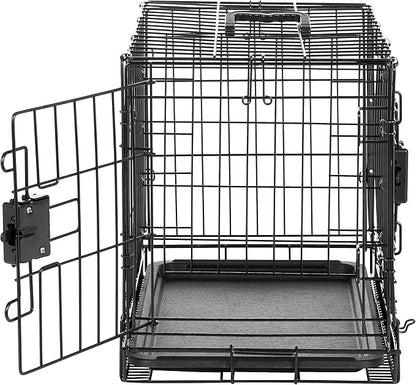 Amazon Basics Durable,Foldable Metal Wire Dog Crate with Tray, Double Door, Divider, 22 x 13 x 16 in, Black