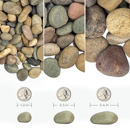 40lbs River Rocks, 1-2 Inch Natural Pebbles for Plants, Hand-Picked Premium Stones for Landscaping and Garden Design, Fish Tank, Flower Pots, Pathways and Backyard, Mixed Color