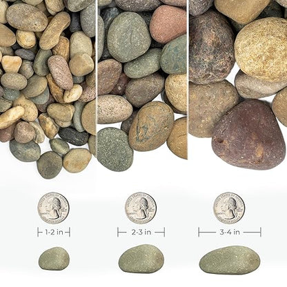 40lbs Large River Rocks for Landscaping, 2-3 Inch Natural Unpolished Bulk Pebbles, Hand-Picked Premium Stones for Garden Design Fish Tank, Flower Pots, Pathways and Backyard, Mixed Color