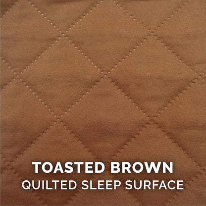 Furhaven Pillow Dog Bed for Large/Medium Dogs w/ Removable Bolsters & Washable Cover - Quilted Sofa - Toasted Brown, Large