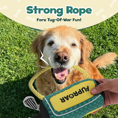 Golf Dog Toy – Birthday Dog Toy, Funny Plush Squeaky Puppy Gift with Rope & Crinkle, Golf Bag Gift
