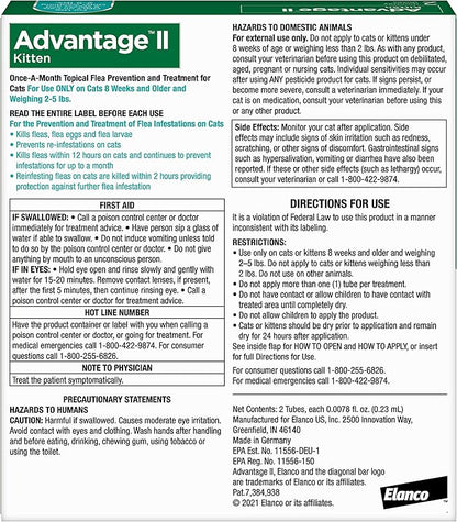 Advantage II Kitten Vet-Recommended Flea Treatment & Prevention | Cats 2-5 lbs. | 2-Month Supply