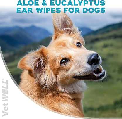 EarWELL by VetWELL Dog Ear Wipes - Otic Cleaning Wipes for Infections and Controlling Ear Odor in Pets - 100 Count