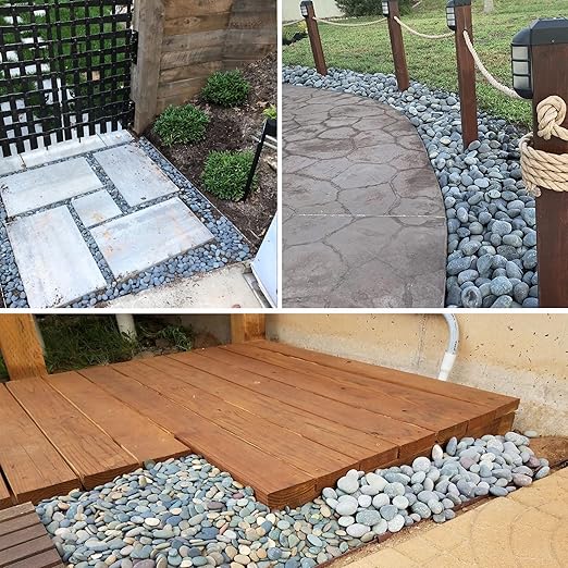 18 Pounds Natural River Rocks Mexican Beach Pebbles for Garden Landscape Stone Paving Stone Grey (1Inch)