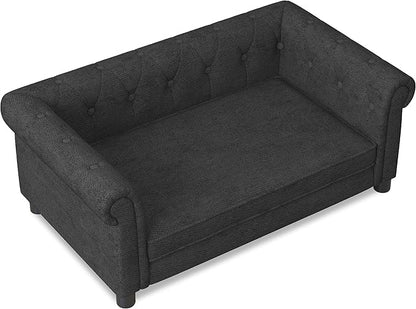 Dog Sofa Couch for Medium to Large Dogs, Memory Foam Pet Sofa Couch with Washable Fabric, Durable Elevated Dog Bed with Legs, Removable Cushion for Medium and Large Dogs, Black