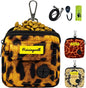 Dog Treat Pouch for Pet Walking and Training with Clicker Poop Bags and Double Bag Design Small Fanny Zipper Pack Holder for Puppy Snack Dispenser Kit for Leash and Outdoor Use Leopard Print