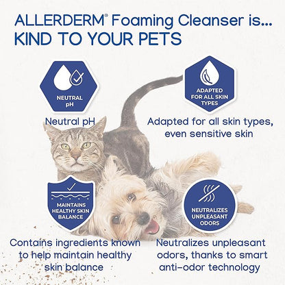 ALLERDERM Foaming Cleanser- Rinse-Free Waterless Micellar Foam for Dogs and Cats with Sensitive Skin by Virbac