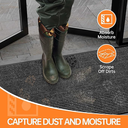 Front Door Mat, 4'x8' Indoor Outdoor Door Mat, Commercial Industrial Entrance Doormat, Heavy Duty Welcome Mat, Rubber Backing Non Slip Doormat for Entryway