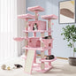 Allewie 68 Inches Cat Tree/House and Towers for Big Feline/Scratching Post/Multi-Level Large Kitty Climbing Tree with Condo/Pink