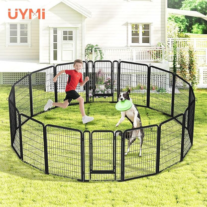 40 Inch Dog Playpen - 16 Panels Metal Pet Exercise Pen for Medium-Large Dogs, Indoor/Outdoor Dog Fence for Yard, Garden, Camping & RV Travel