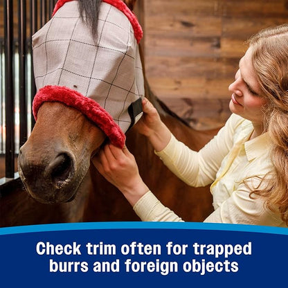 Farnam SuperMask II Fly Mask Without Ears for Smaller Horses or Arabian Horses,Full Face Coverage & Eye Protection from Insect Pests, Structured Classic Mesh with Plush Trim,Small Horse/Arabian Size