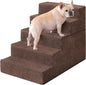 EHEYCIGA Dog Stairs for High Bed 25" H, 5-Step Extra Wide Dog Steps for Bed, Pet Steps for Small Dogs and Cats, Non-Slip Balanced Pet Ramp Indoor, Brown