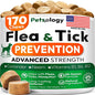 Flea and Tick Prevention for Dogs Pills - Natural Dog Flea & Tick Control - 170 Soft Chewables - Oral Defense Treatment for Dogs Supplement - Vet Formulated Chews - All Breeds & Ages - Made in USA