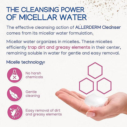 ALLERDERM Foaming Cleanser- Rinse-Free Waterless Micellar Foam for Dogs and Cats with Sensitive Skin by Virbac