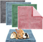 Amylove 4 Pcs Guinea Pig Cage Liner Guinea Pig Bedding Washable Fleece Pee Pads Reusable Small Animals Training Mat Small Animal Sleeping Bed for Bunny Hamster(Mixed Colors,12 x 12 Inch)