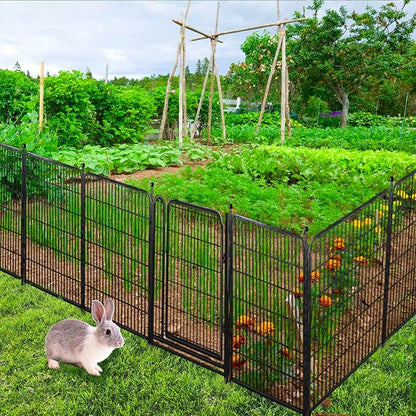 Garden Fencing 40 inch High, Dog Fence Outdoor for Yard, 8 Panels Total 18Ft(L)，Gate 21 inches Wide with Low Sills. Fencing for Garden Beds, Rabbit Fence, Anti Dig Fences Barrier