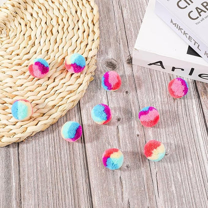 30 Pcs Soft Plush Cat Ball 1.2-inch Rainbow Cat Toy Balls Fuzzy Kitty Balls Kitten Puff Balls Colorful Cat Pom Pom Balls for Cat Kitten Pet Playing Exercising