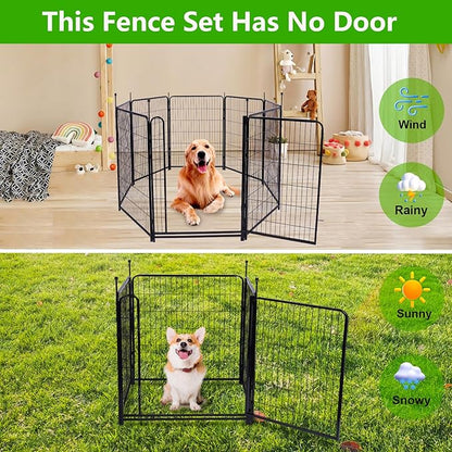 40in(H) Doorless Fence for Garden 14 Panels， 31.2 Ft(L) Barrier, Outdoor Garden Protection for Dogs Low Threshold,Indoor Fence Without Gate