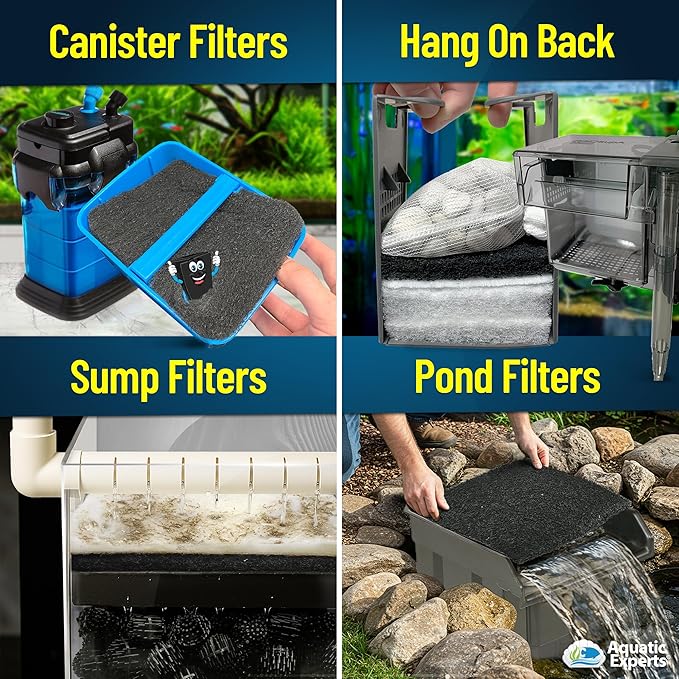 Aquarium Carbon Pad - Cut to Fit Carbon Infused Filter Pad Media for Crystal Clear Fish Tank and Ponds (24 Inch Width, 72 Inch Long)