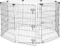 Amazon Basics Foldable Octagonal Metal Exercise Dog Playpen - Indoor/Outdoor, Single Door, Medium (8 Panels, 24 x 36), Easy to assemble and store, 36" - Medium, Black