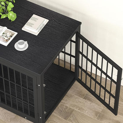 48 Inch Heavy Duty Dog Crate Furniture for Large Dogs, Decorative Pet House End Table, Extra Large Wooden Cage Kennel Furniture Indoor, Black