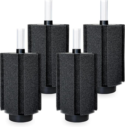 125-150 Gal Extra Large Aquarium Sponge Filter with Air Stone and Ceramic Media, 4 Pack Quiet Fish Tank Sponge Filter for Breeding Fry Betta Shrimp Fish Tank