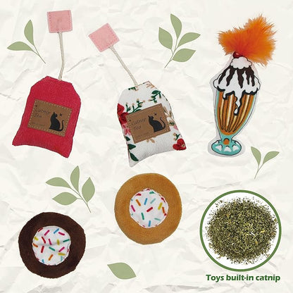 8 Assortments Sweets Value Pack, Natural Interactive Catnip Cat Toys, Toy with Crinkle and Feather, Accessories for Indoor Cat, Kitten Toys