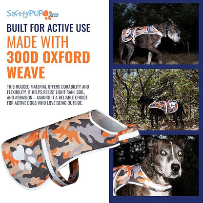 Dog Reflective Vest – Hi-Vis Fluorescent Visibility That Helps to Safeguard Your Pet On/Off Leash in Urban & Rural Areas (Camo, Small)