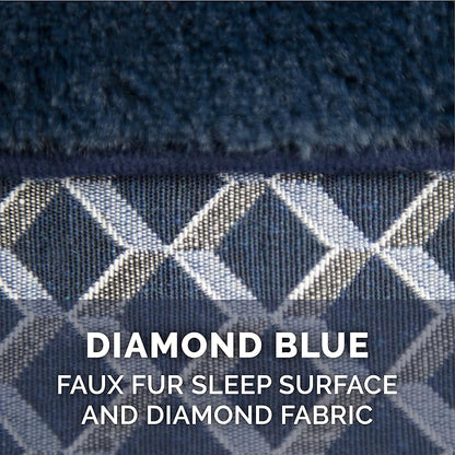 Furhaven Memory Foam Dog Bed for Medium/Small Dogs w/ Removable Bolsters & Washable Cover, For Dogs Up to 35 lbs - Plush & Woven Decor Comfy Couch Sofa - Diamond Blue, Medium