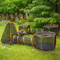 7 in 1 Outdoor Cat Enclosure, Foldable Pop-Up Mesh Playpen Tunnel for Pet Run, Foldable Outside Enclosed Tent Cage for Small Dogs, Rabbit and Other Animals