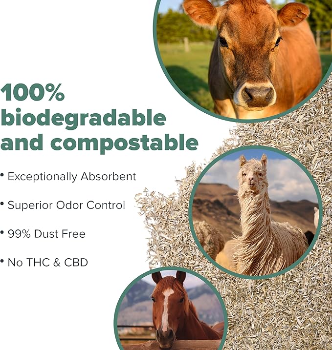 All Walks 150 Liter(30 lbs) Hemp Bedding for Chicken Coops, Hampters, Ducks, and Turkeys - 100% Natural, Superior Odor Control, Biodegradable Pet Bedding, Dust-Free - Made in USA