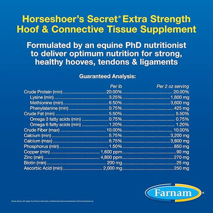 Farnam Horseshoer's Secret EXTRA STRENGTH Hoof Supplements & Connective Tissue Supplement, Promotes strong, healthy hooves, tendons & ligaments, 3.75 lbs., 30 day supply
