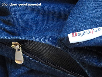 Dogbed4less Large Orthopedic Memory Foam Dog Bed for Medium to Large Dogs with Durable Waterproof Internal Case, Removable Washable Denim Cover + Bonus Pet Bed Cover, 41X27X4 Fit 42X28 Dog Crate, Blue