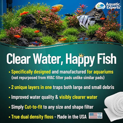Aquatic Experts Aquarium Filter Floss for Fish Tank Filters - FilterFirst Aquarium Filter Pad - Media Roll for Crystal Clear Water, 3/4" - 1" Thick (24 Inch Wide, 72 Inch Long)