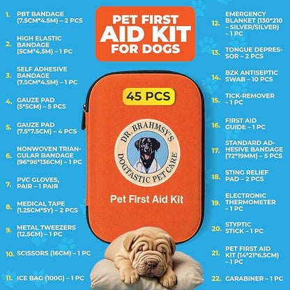 Dr Brahmsy’s Pet First Aid Kit – Emergency Kit for Dogs, Perfect for Travel, Camping & Hiking Essentials
