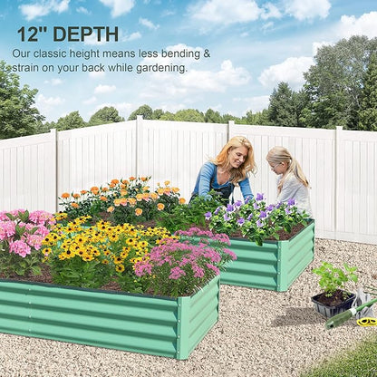 Domi Galvanized Raised Garden Bed, 6x3x1Ft Thickening Metal Planter Box for Vegetables Bottomless for Backyard Outdoor, 1" Deep w/ 128 Gallon Capacity - Green