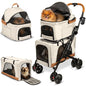 Double Pet Stroller with Detachable Carriers - Ideal for 2 Dogs or Cats - Compact & Convenient Design - Easy Assembly Double Dog Stroller - Cosmic Beige