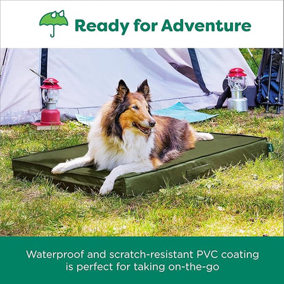 FurHaven Cooling Dog Bed – XXL Foam Mattress for Joint Pain Relief, Waterproof Liner, Removable Washable Cover, Durable for Outdoor Use, Deluxe Grid Indoor/Outdoor Bed – Green, Jumbo Plus