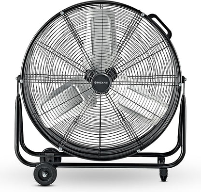 24 Inch High-Velocity Industrial Metal Drum Fan 8,800 CFM, 3-Speed Heavy Duty Floor Fan, 360-Degree Tilt for Commercial, Warehouse, Workshops, Garage, Factory, and Basement with Extreme Power