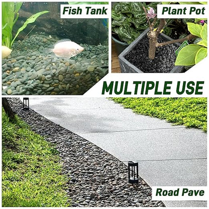 45 LB Natural River Rocks Mexican Beach Pebbles, 0.3-0.6 Inch Natural Unpolished Bulk Rocks, Pebbles for Landscaping Garden Paving Plant, Rocks for Walkways Outdoor Decorative Stone, Grey