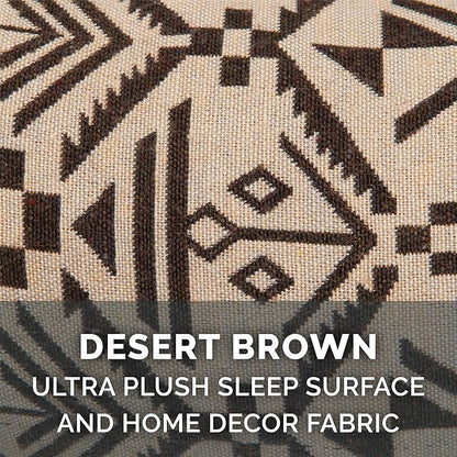 Furhaven Orthopedic Dog Bed for Large Dogs w/ Removable Bolsters & Washable Cover, For Dogs Up to 95 lbs - Plush & Southwest Kilim Woven Decor Sofa - Desert Brown, Jumbo/XL