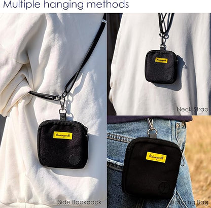 Dog Treat Pouch for Pet Walking and Training with Clicker Poop Bags Small Fanny Zipper Pack Holder for Puppy Snack Dispenser Kit for Leash and Outdoor Use (Black)