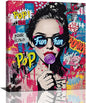 Fashion Women Wall Art Glam Modern Artwork for Girls Banksy Street Graffiti Pop Art Canvas Pictures Painting Print Framed Decorations Gifts for Bedroom Living Room Office 20"x24"