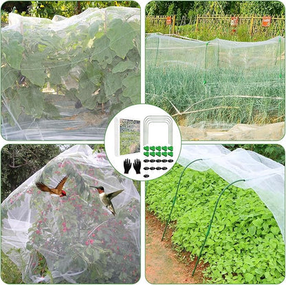 Garden Netting Mesh, 10X30 FT Garden Netting with 16 Cilps & Ultra Fine Mesh Net Bird Barrier Protection for Garden Vegetables Flowers Shrubs Fruit Trees Indoors & Outdoors Plant Beds Greenhouse